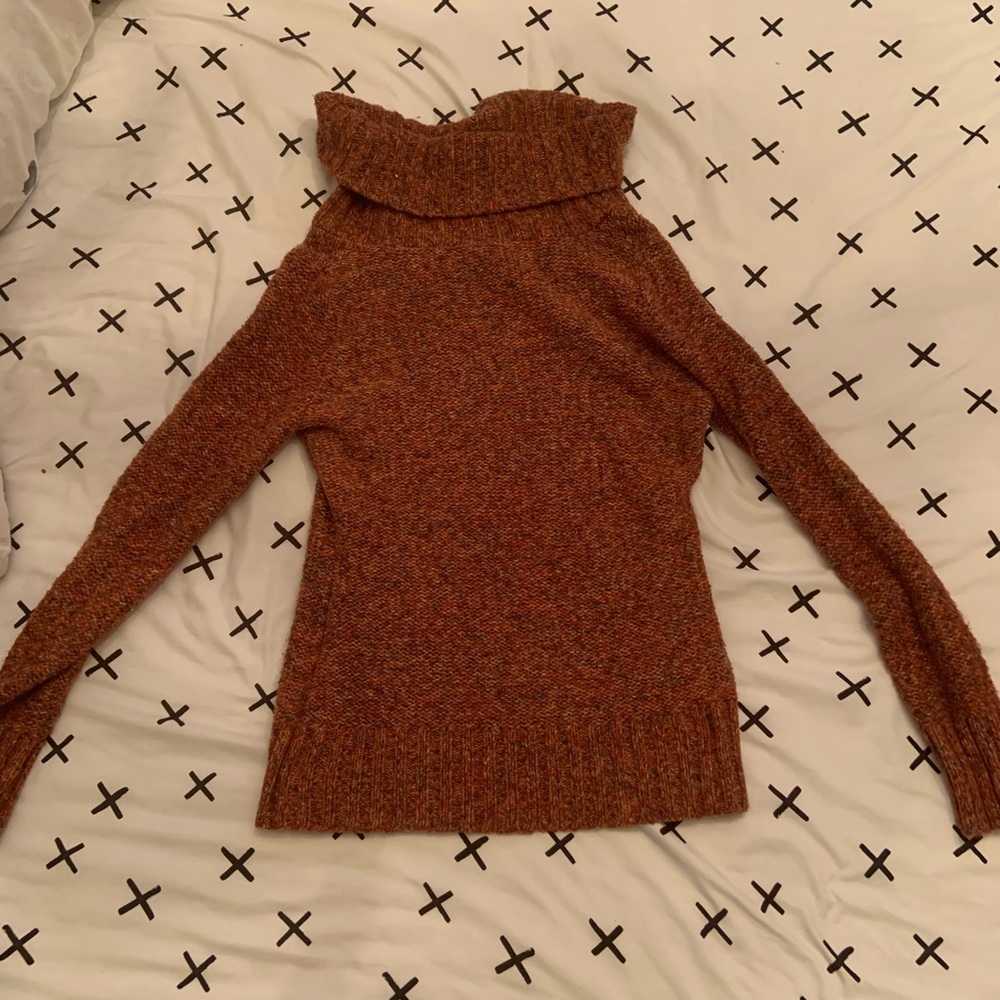 Autumn Orange Cowlneck Knitted Sweater Pullover